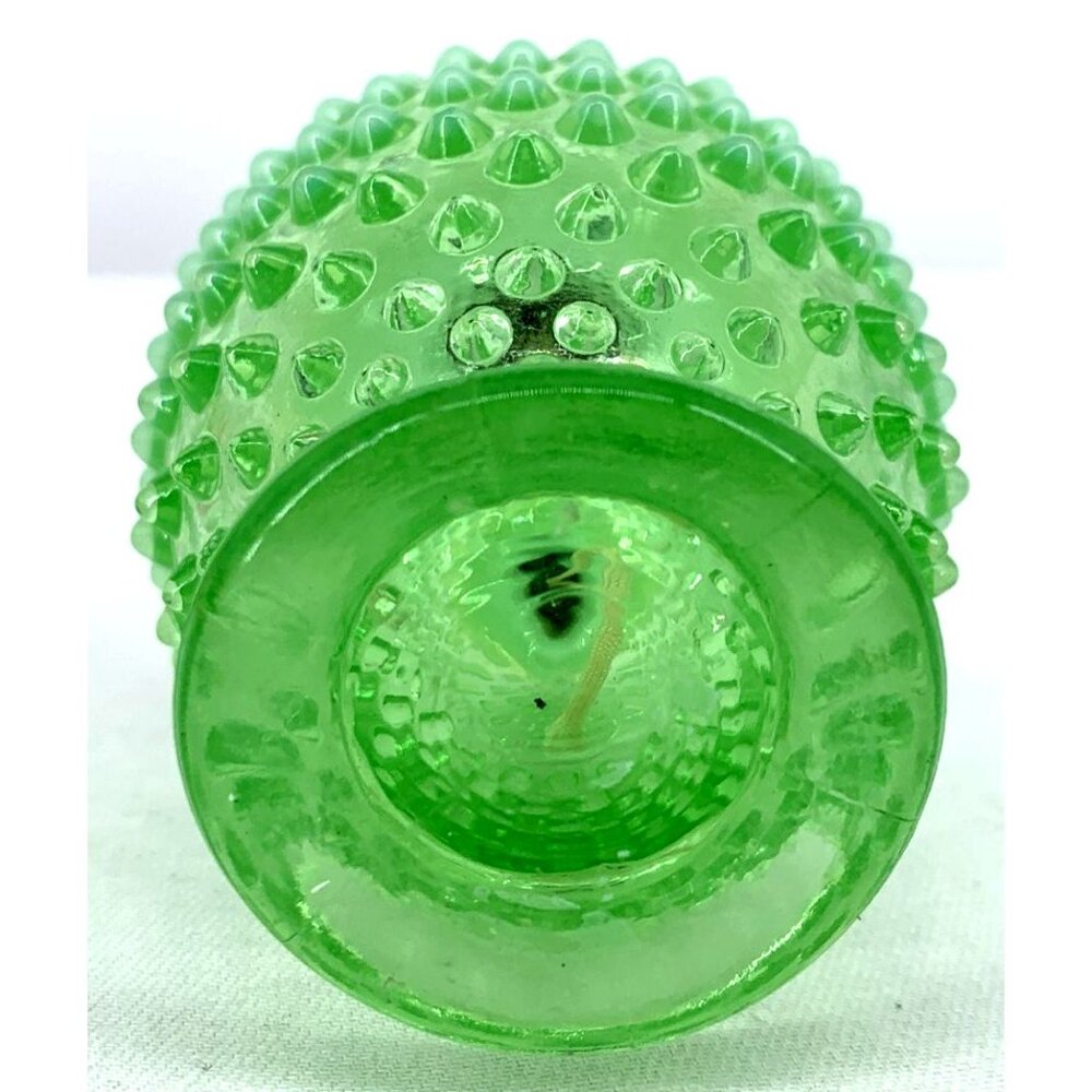 DeVilbiss Perfume Bottle Uranium Glass Green Opalescent Hobnail No Bulb 4" - Picture 8 of 8